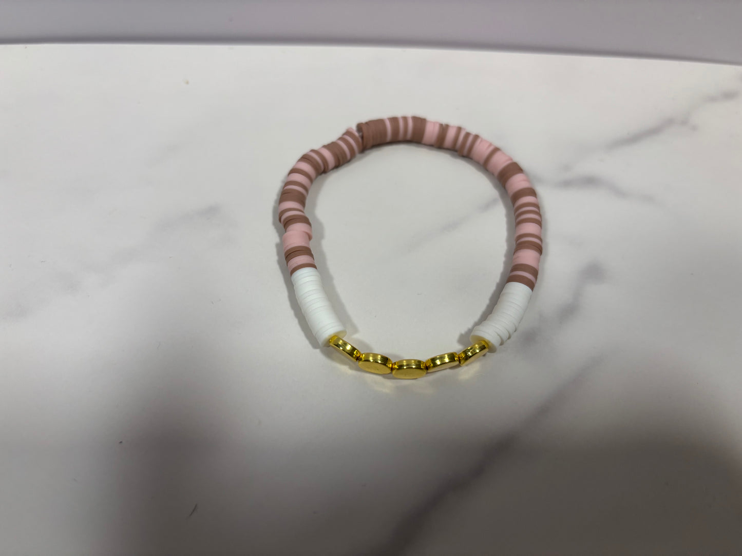 Clay Bracelet set in pink brown white,