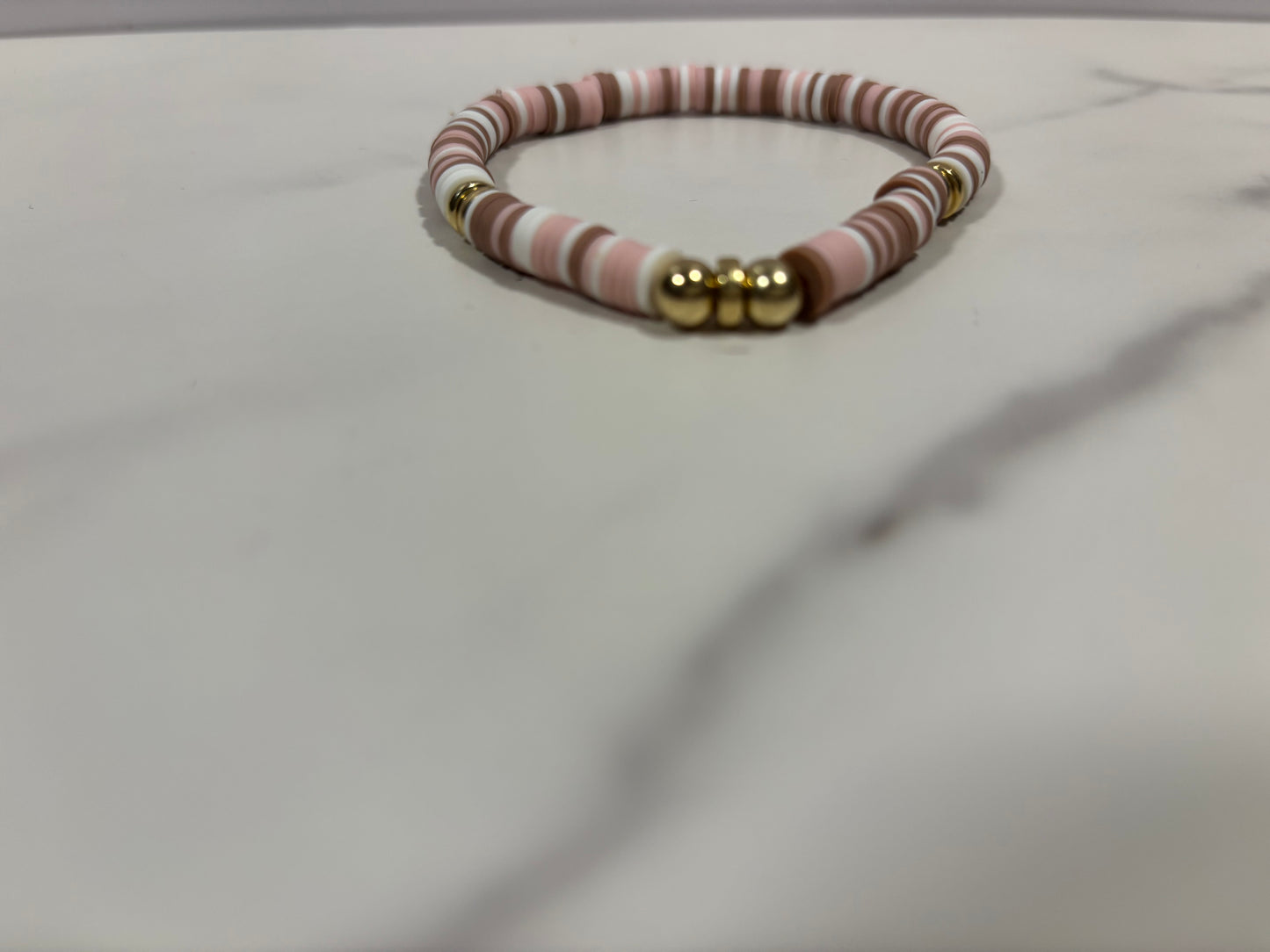 Clay Bracelet set in pink brown white,