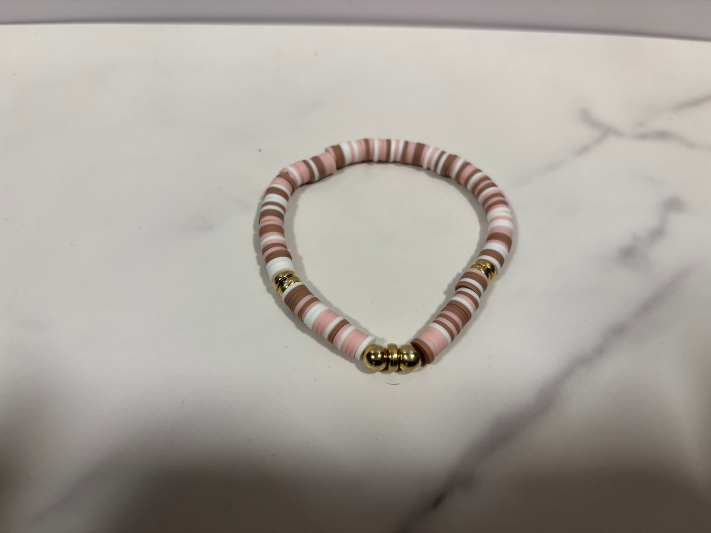Clay Bracelet set in pink brown white,