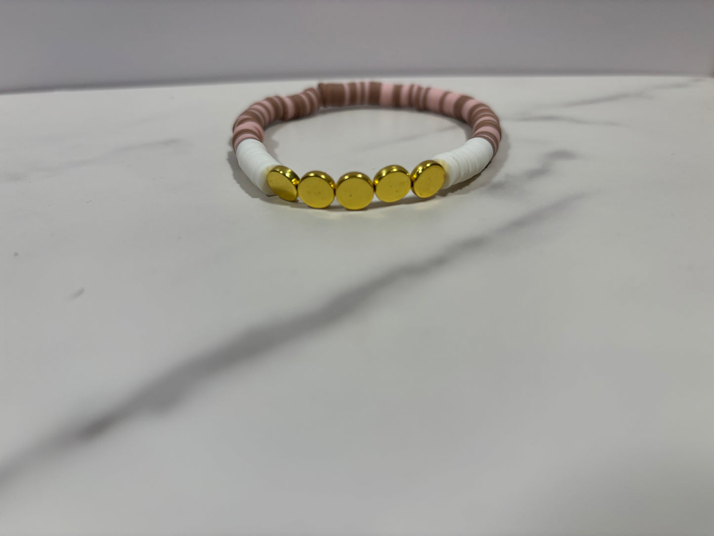 Clay Bracelet set in pink brown white,