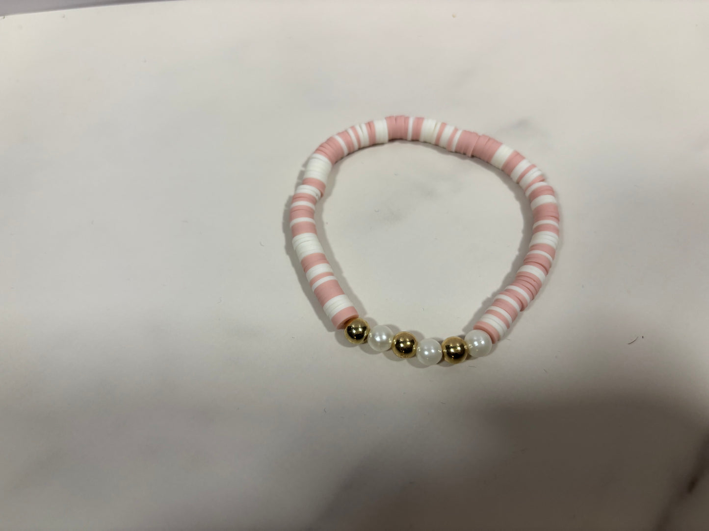 Clay Bracelet set in pink brown white,